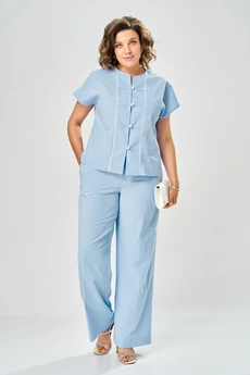 Костюм брючный 217 голубой AVA fashion