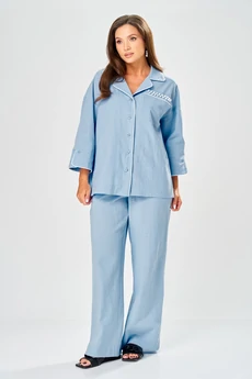 Костюм брючный 219 голубой AVA fashion