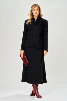 Костюм с юбкой 223 черный AVA fashion