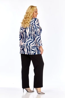 Блузка 4072 сине-кремовый Abbi