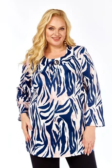 Блузка 4072 сине-кремовый Abbi