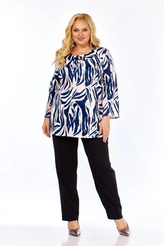 Блузка 4072 сине-кремовый Abbi