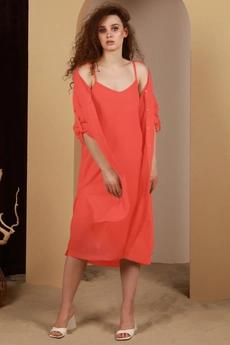 Костюм с платьем 248 коралл AmberA