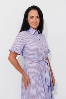 Платье 1153 голубой + полоска Ambera style