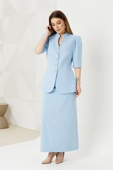 Костюм с юбкой 2151 голубой Ambera style