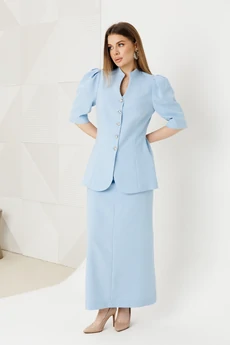 Костюм с юбкой 2151 голубой Ambera style