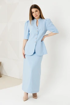 Костюм с юбкой 2151 голубой Ambera style