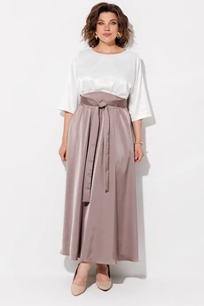 Платье 1229 жемчужный + капучино ANASTASIA MAK