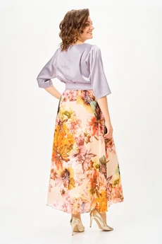 Платье 1229-Ш  лиловый + цветы ANASTASIA MAK