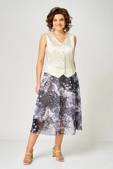 Костюм с юбкой 1251-С молочный + мультиколор ANASTASIA MAK