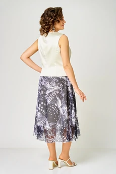 Костюм с юбкой 1251-С молочный + мультиколор ANASTASIA MAK