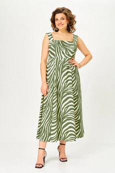 Сарафан 1268 зеленый+молочный ANASTASIA MAK