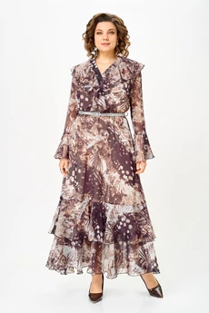 Платье 1280 бежево-коричневый ANASTASIA MAK