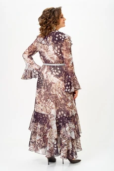 Платье 1280 бежево-коричневый ANASTASIA MAK