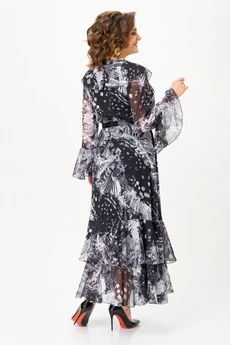 Платье 1280 серый +черный мультиколор ANASTASIA MAK