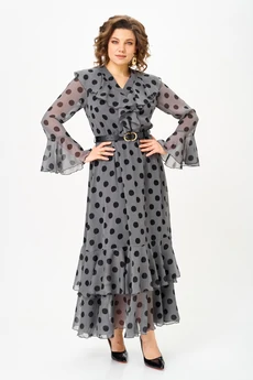 Платье 1280 серый + черный ANASTASIA MAK