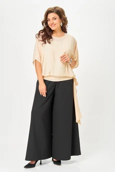 Костюм брючный 1287 черный + бежевый ANASTASIA MAK