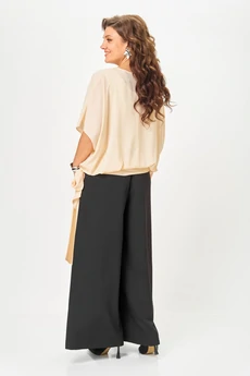 Костюм брючный 1287 черный + бежевый ANASTASIA MAK