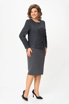 Костюм с юбкой 1302 серый ANASTASIA MAK