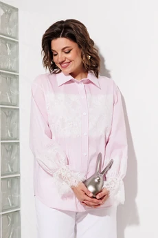 Блузка 1352 розовый + полоска ANASTASIA MAK