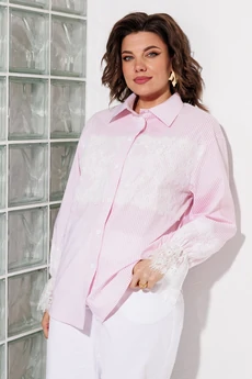 Блузка 1352 розовый + полоска ANASTASIA MAK