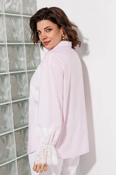 Блузка 1352 розовый + полоска ANASTASIA MAK