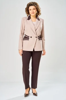 Костюм брючный 1315 коричневый + пудра ANASTASIA MAK