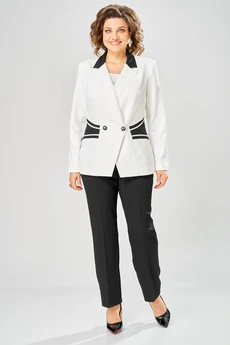 Костюм брючный 1315 черный + молочный ANASTASIA MAK