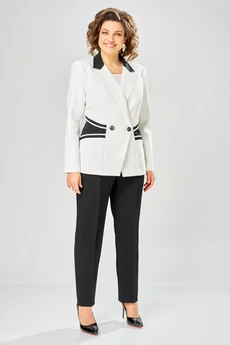 Костюм брючный 1315 черный + молочный ANASTASIA MAK