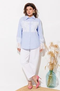 Блузка 1352 голубой + полоска ANASTASIA MAK