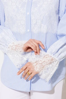 Блузка 1352 голубой + полоска ANASTASIA MAK