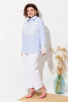 Блузка 1352 голубой + полоска ANASTASIA MAK