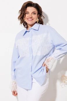 Блузка 1352 голубой + полоска ANASTASIA MAK