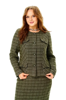 Костюм с юбкой 1354 зеленый меланж ANASTASIA MAK