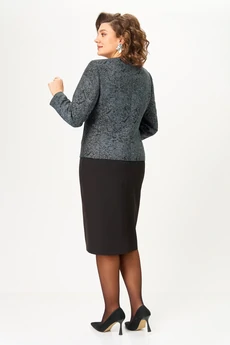 Костюм с юбкой 544-С серый + черный ANASTASIA MAK