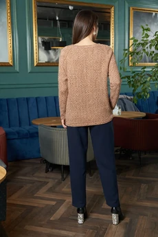 Костюм брючный 705 бежевый+темно-синий Anastasia