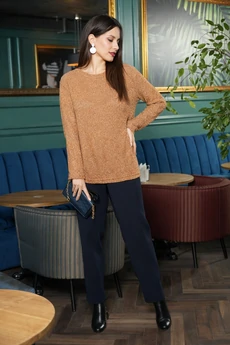 Костюм брючный 705 бежевый+темно-синий Anastasia