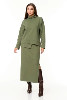 Костюм с юбкой 1050 оливковый Anastasia