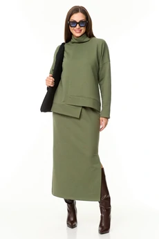 Костюм с юбкой 1050-3 олива Anastasia