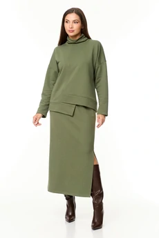 Костюм с юбкой 1050-3 олива Anastasia