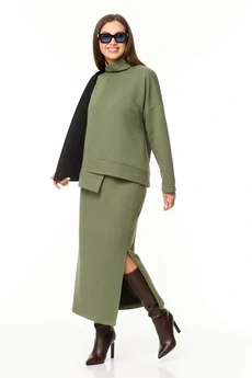 Костюм с юбкой 1050-3 олива Anastasia