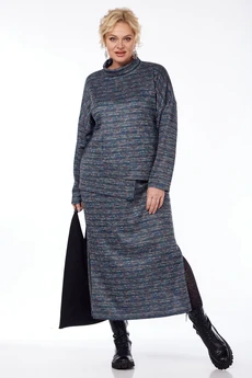 Костюм с юбкой 1050-4 меланж джинс Anastasia