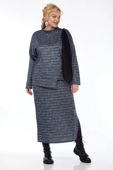 Костюм с юбкой 1050-4 меланж джинс Anastasia