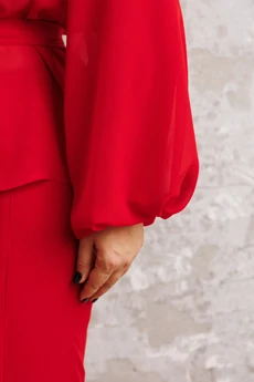 Костюм брючный 1063-1 рубиновый красный Anastasia