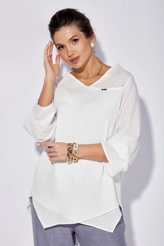 Костюм брючный 1101 белый + голубой Anastasia