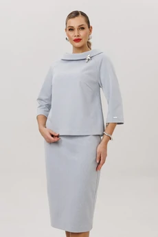 Костюм с юбкой 1163 серо-голубой Anastasia