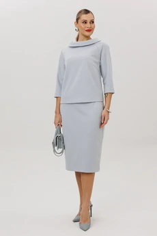 Костюм с юбкой 1163 серо-голубой Anastasia