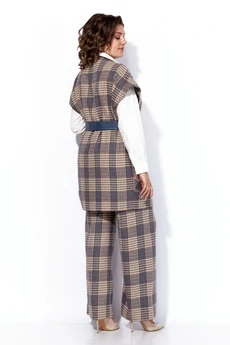 Костюм брючный 1172 песочный-деним Anastasia