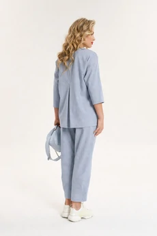 Костюм брючный 1202 серо-голубой Anastasia