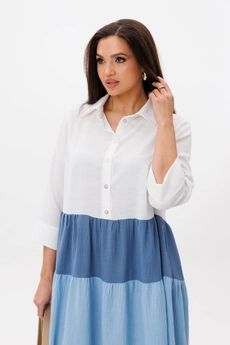Платье 1240 белый + голубой Anastasia